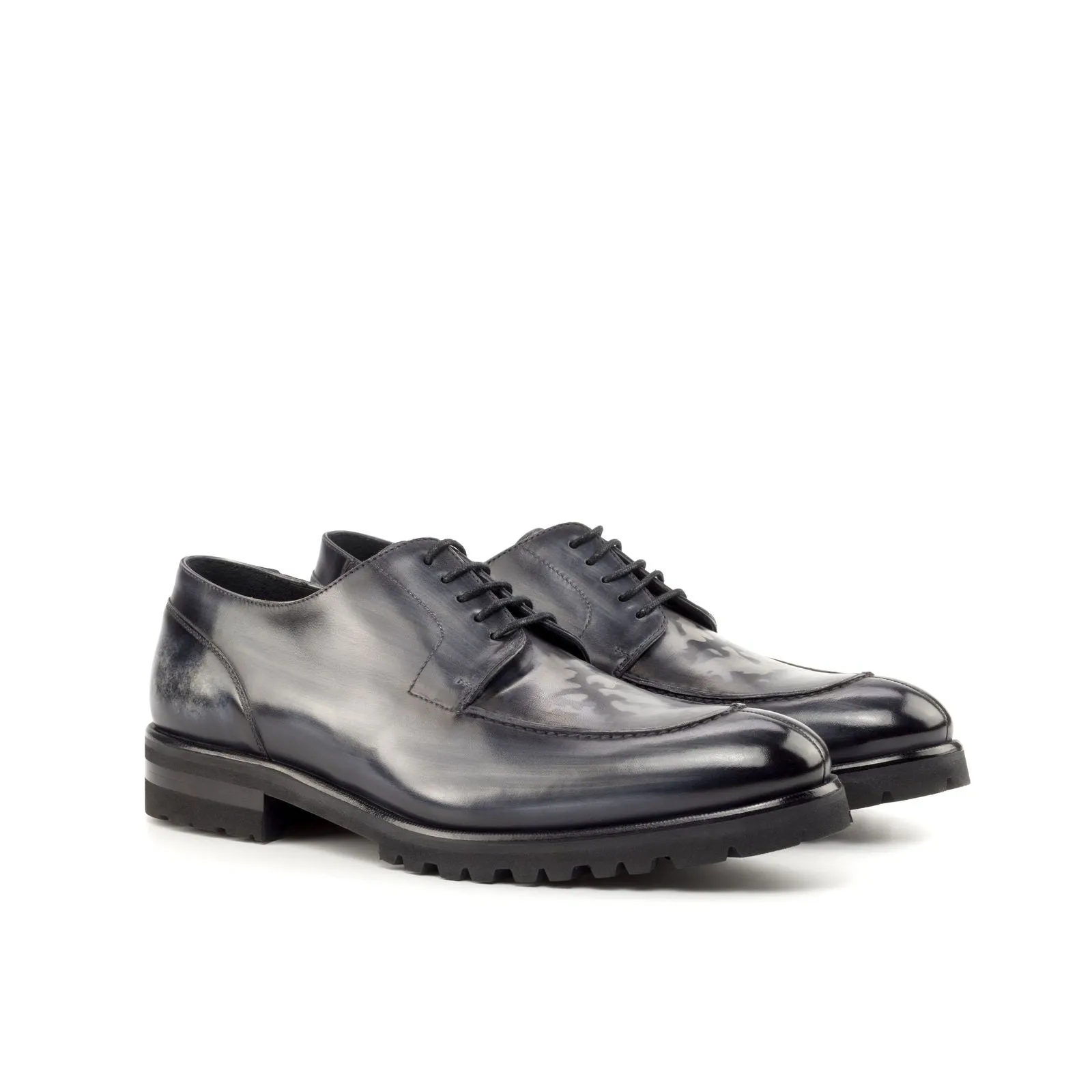 Men's Derby Split Toe Shoes Patina Wide Plus Size Grey 4834