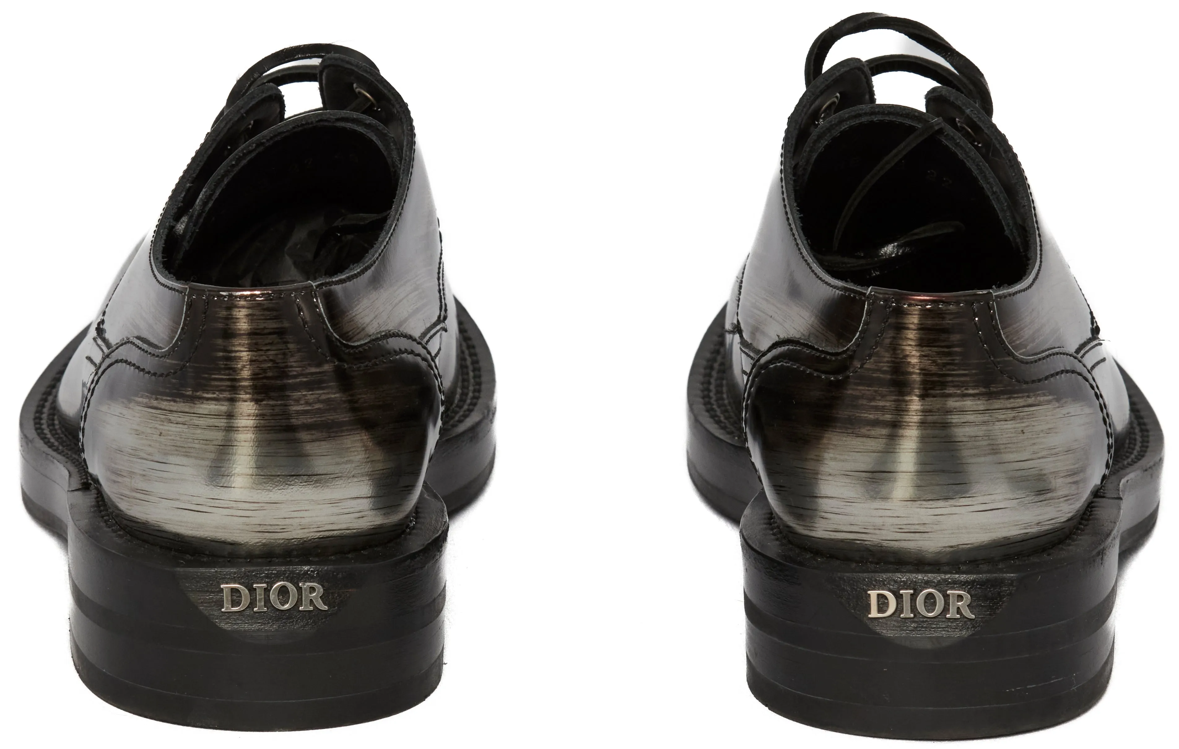 Men's Dior Metallic Silver Leather Loafers Size 40