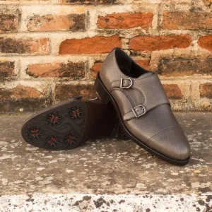 Men's Double Monk Golf Leather Shoes Wide Plus Size Grey 3746