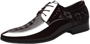 Mens Dress Shoe Black Classic Lace-up Formal Tuxedo Shoes Formal Shoes for Men New Italian Oxford Shoe Men Luxury Patent Leather Wedding Shoe Pointed Dress Shoe Classic Derbies