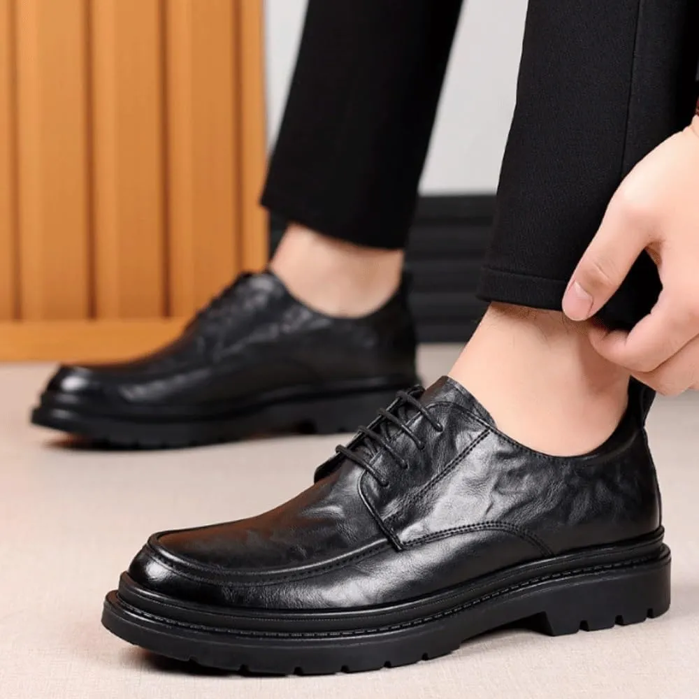 Mens Dress Shoe Black Men Leather Shoes Slip on Soft Loafers Non Slip Breathable Driving Flats Spring Walk in Office Work Shoes Mocassin Homme