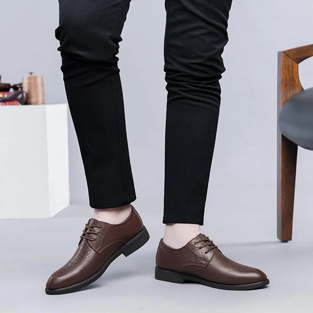 Men's Dress Shoes Classic Business Lace Up Pointed Toe Patent Leather Derby Shoes Casual Prom Party Oxford Shoes for Men