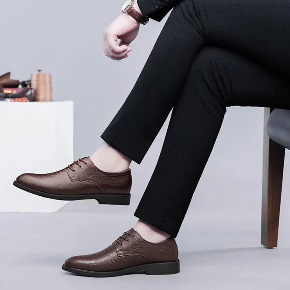 Men's Dress Shoes Classic Business Lace Up Pointed Toe Patent Leather Derby Shoes Casual Prom Party Oxford Shoes for Men