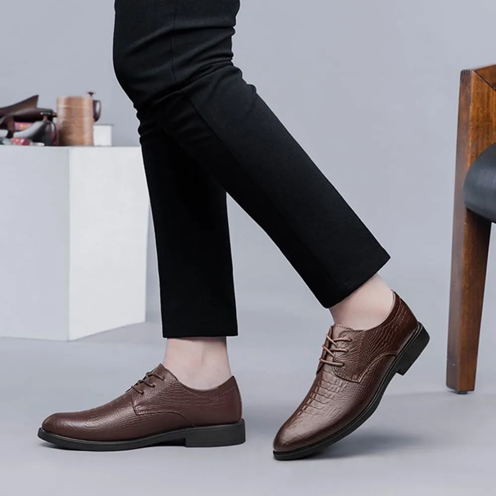 Men's Dress Shoes Classic Business Lace Up Pointed Toe Patent Leather Derby Shoes Casual Prom Party Oxford Shoes for Men