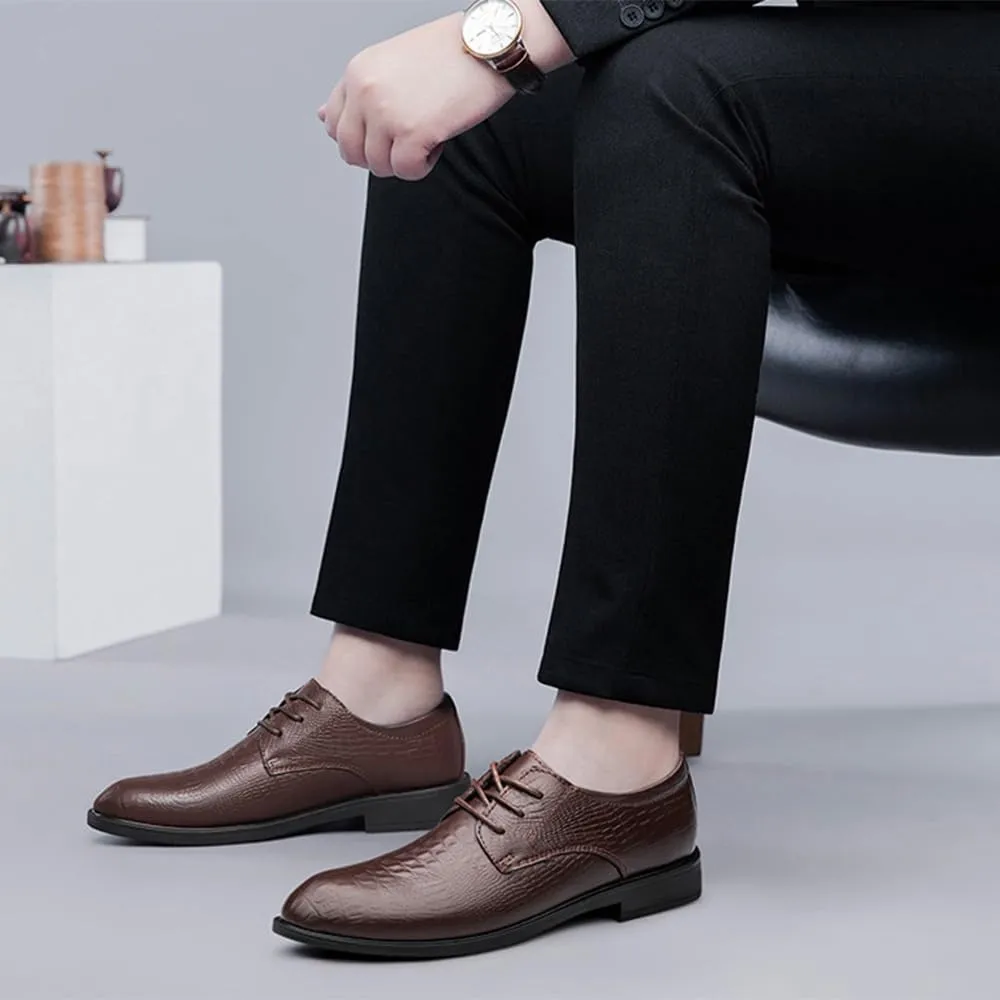 Men's Dress Shoes Classic Business Lace Up Pointed Toe Patent Leather Derby Shoes Casual Prom Party Oxford Shoes for Men