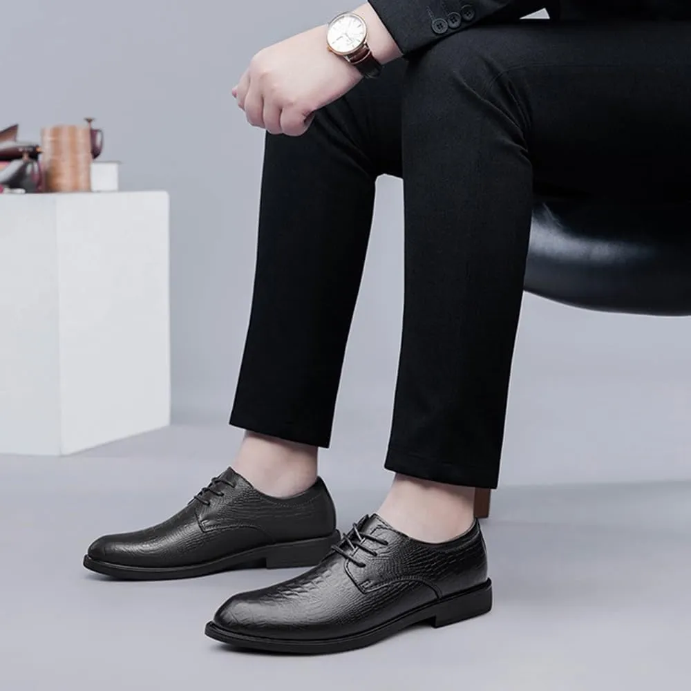 Men's Dress Shoes Classic Business Lace Up Pointed Toe Patent Leather Derby Shoes Casual Prom Party Oxford Shoes for Men