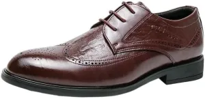 Mens Dress Shoes Classic Lace Up Tuxedo Plain Toe Pu Leather Classic Business Party Wedding Non Slip Block Heel Anti-Slip Casual
