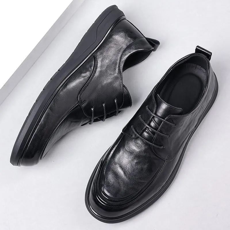 Men's Dress Shoes Genuine Leather Platform Slip-On Oxfords Fashion Casual Dress Luxury Derby Shoe Brogue Oxfords Shoes