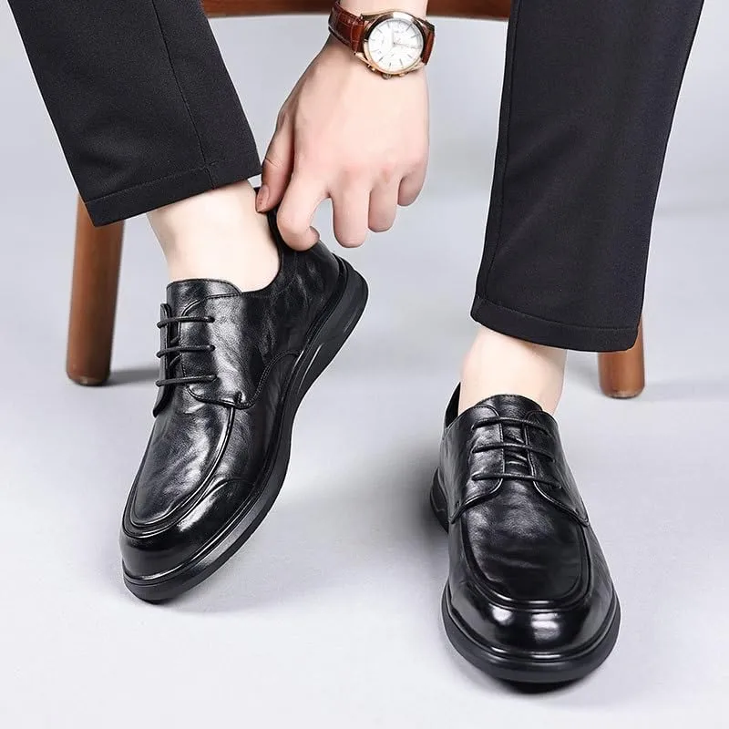 Men's Dress Shoes Genuine Leather Platform Slip-On Oxfords Fashion Casual Dress Luxury Derby Shoe Brogue Oxfords Shoes