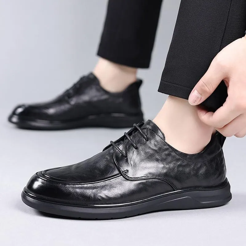 Men's Dress Shoes Genuine Leather Platform Slip-On Oxfords Fashion Casual Dress Luxury Derby Shoe Brogue Oxfords Shoes