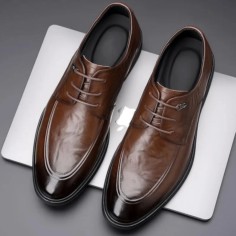 Men's Fashion Classic Pointed Toe Lace Up Low Top Leather Dress Shoes Men Brogue Oxfords Shoes