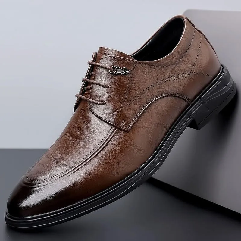 Men's Fashion Classic Pointed Toe Lace Up Low Top Leather Dress Shoes Men Brogue Oxfords Shoes