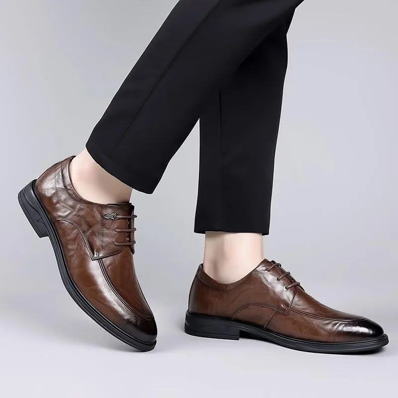 Men's Fashion Classic Pointed Toe Lace Up Low Top Leather Dress Shoes Men Brogue Oxfords Shoes