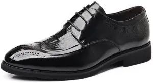 Men's Faux Patent Leather Classic Lace-up Formal Oxford Shoes Comfort BusinessDerby Shoes for Men