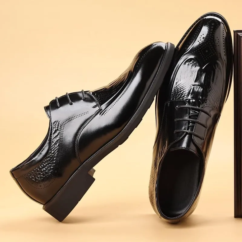 Men's Faux Patent Leather Classic Lace-up Formal Oxford Shoes Comfort BusinessDerby Shoes for Men
