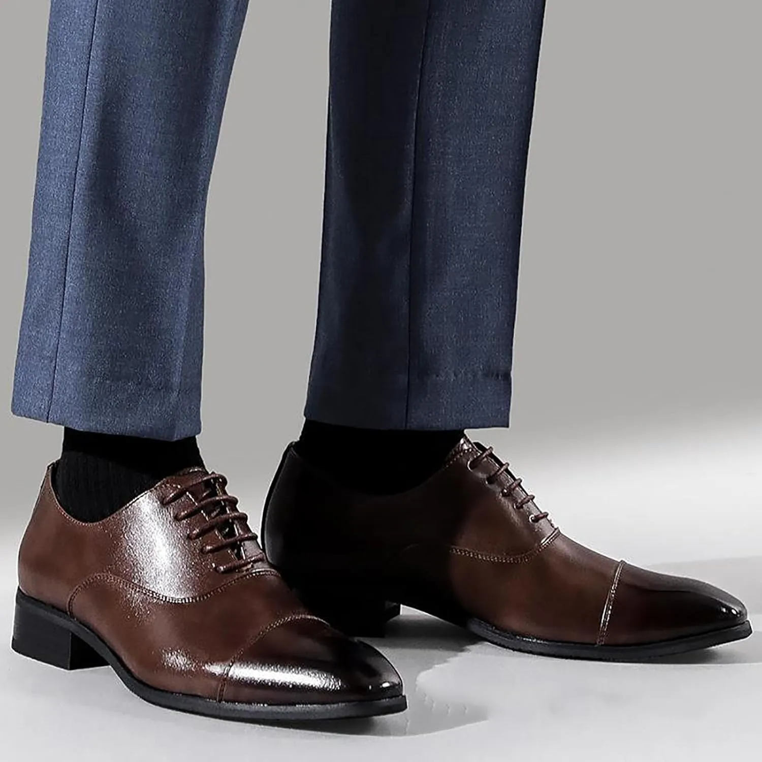 Mens Faux Patent Leather Classic Lace-up Oxford Dress Shoes Classic Business Dress Shoes Fashion Elegant Wedding Shoes Men