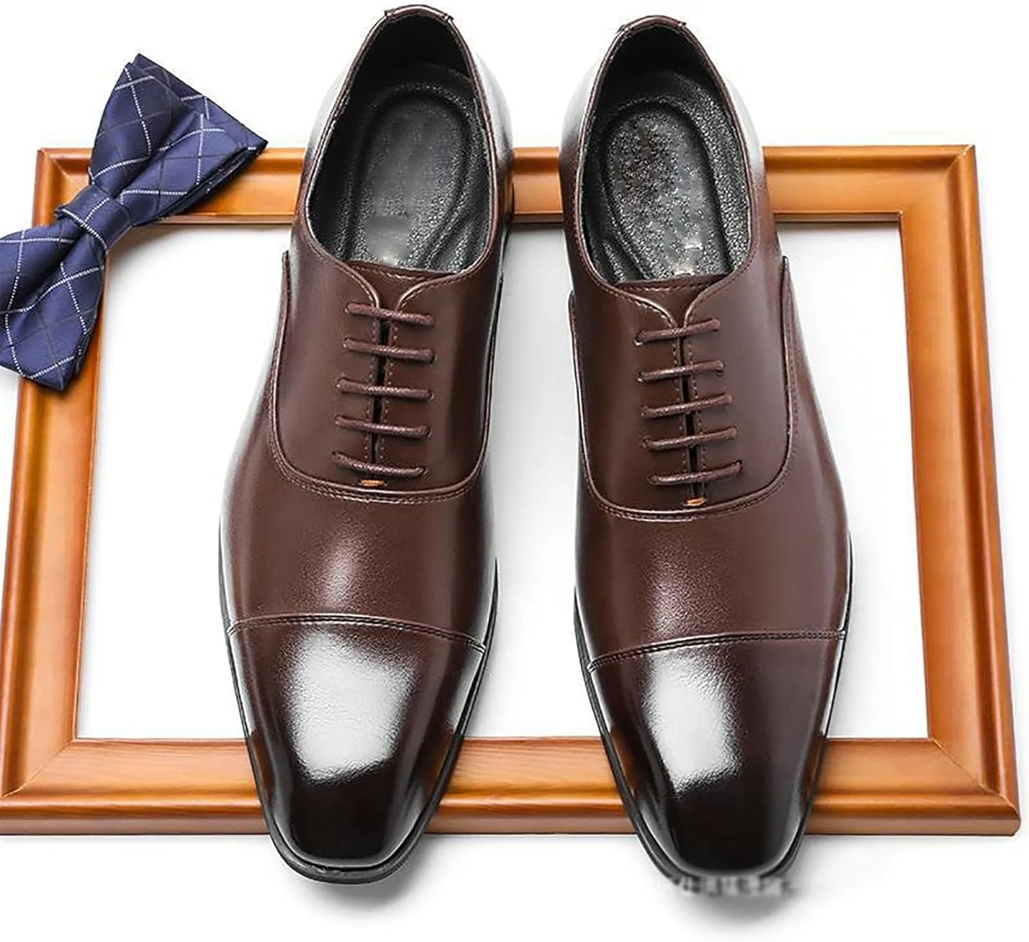 Mens Faux Patent Leather Classic Lace-up Oxford Dress Shoes Classic Business Dress Shoes Fashion Elegant Wedding Shoes Men