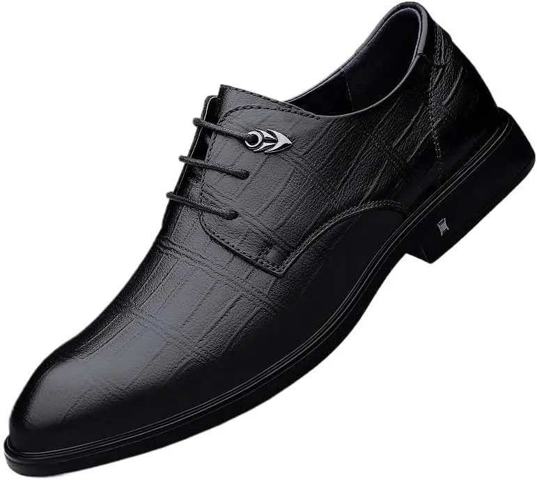 Men's Faux Patent Leather Derby Shoes - Classic Lace-up Oxford Non-Slip Rubber Dress Shoes for Business & Casual Wear