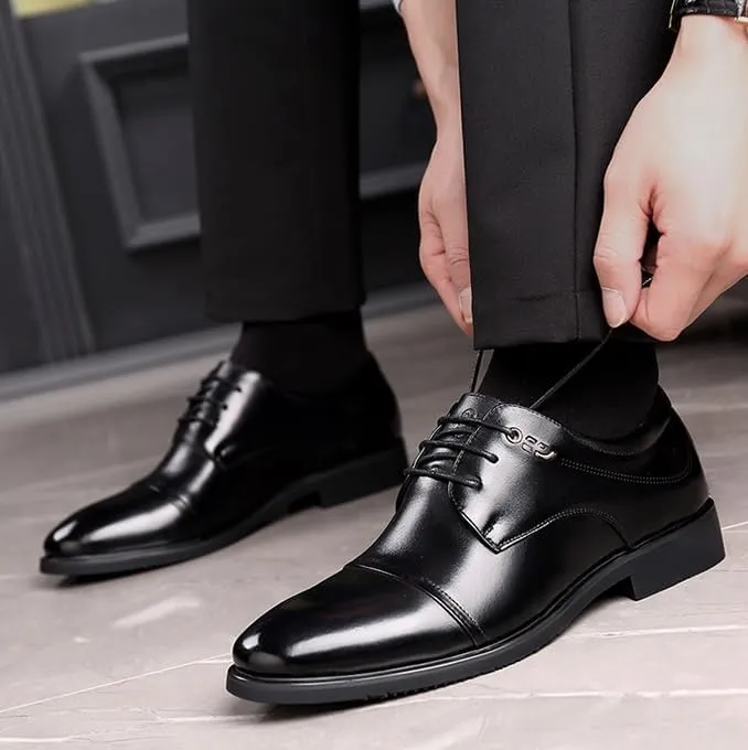Men's Faux Patent Leather Derby Shoes Wedding Men Lace Up Formal Business Oxford Shoes