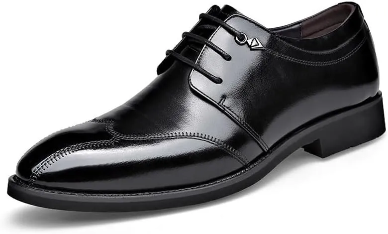 Men's Faux Patent Leather Dress Shoes Classic Lace-Up Formal Wedding Business Oxfords for Men