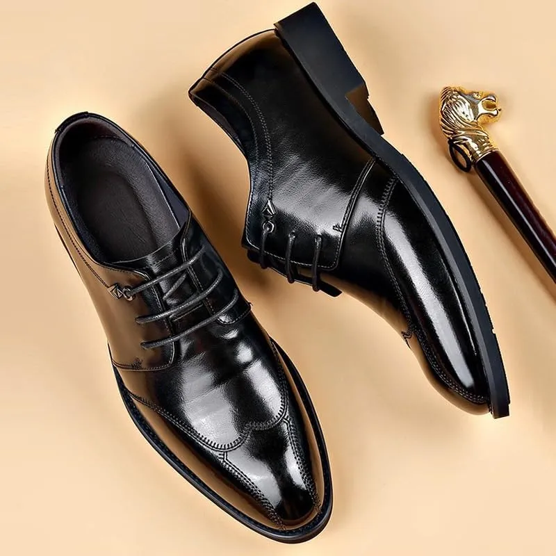 Men's Faux Patent Leather Dress Shoes Classic Lace-Up Formal Wedding Business Oxfords for Men