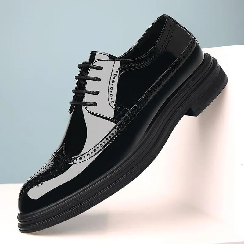 Men's Formal Derby Shoes Genuine Leather Lace-Up Dress Shoes Comfortable Business Oxford Shoes for Men