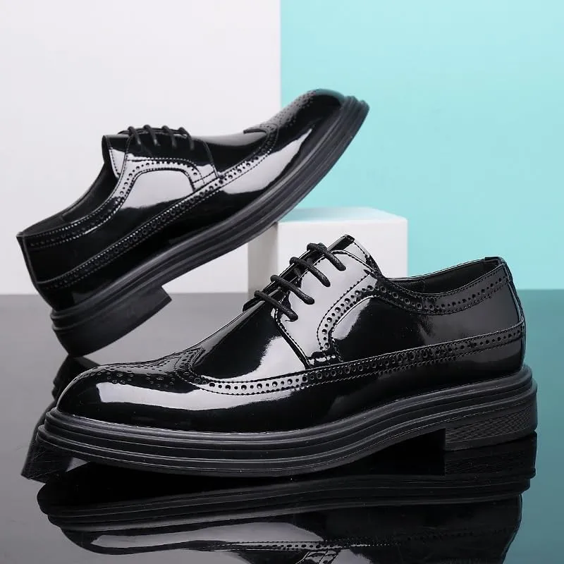 Men's Formal Derby Shoes Genuine Leather Lace-Up Dress Shoes Comfortable Business Oxford Shoes for Men