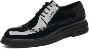 Men's Formal Derby Shoes Genuine Leather Lace-Up Dress Shoes Comfortable Business Oxford Shoes for Men