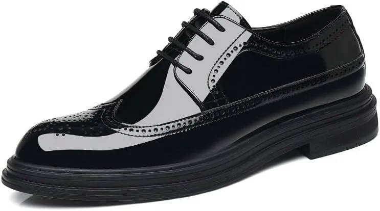 Men's Formal Derby Shoes Genuine Leather Lace-Up Dress Shoes Comfortable Business Oxford Shoes for Men