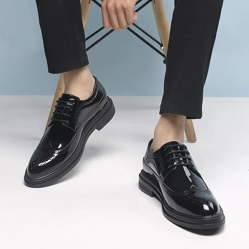 Men's Formal Derby Shoes Genuine Leather Lace-Up Dress Shoes Comfortable Business Oxford Shoes for Men