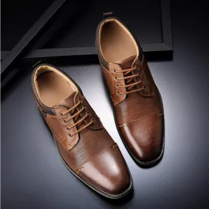 Men’s Formal Leather Shoes - Classic Cowhide Design, Brown