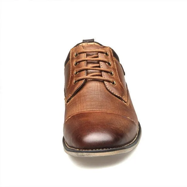 Men’s Formal Leather Shoes - Classic Cowhide Design, Brown