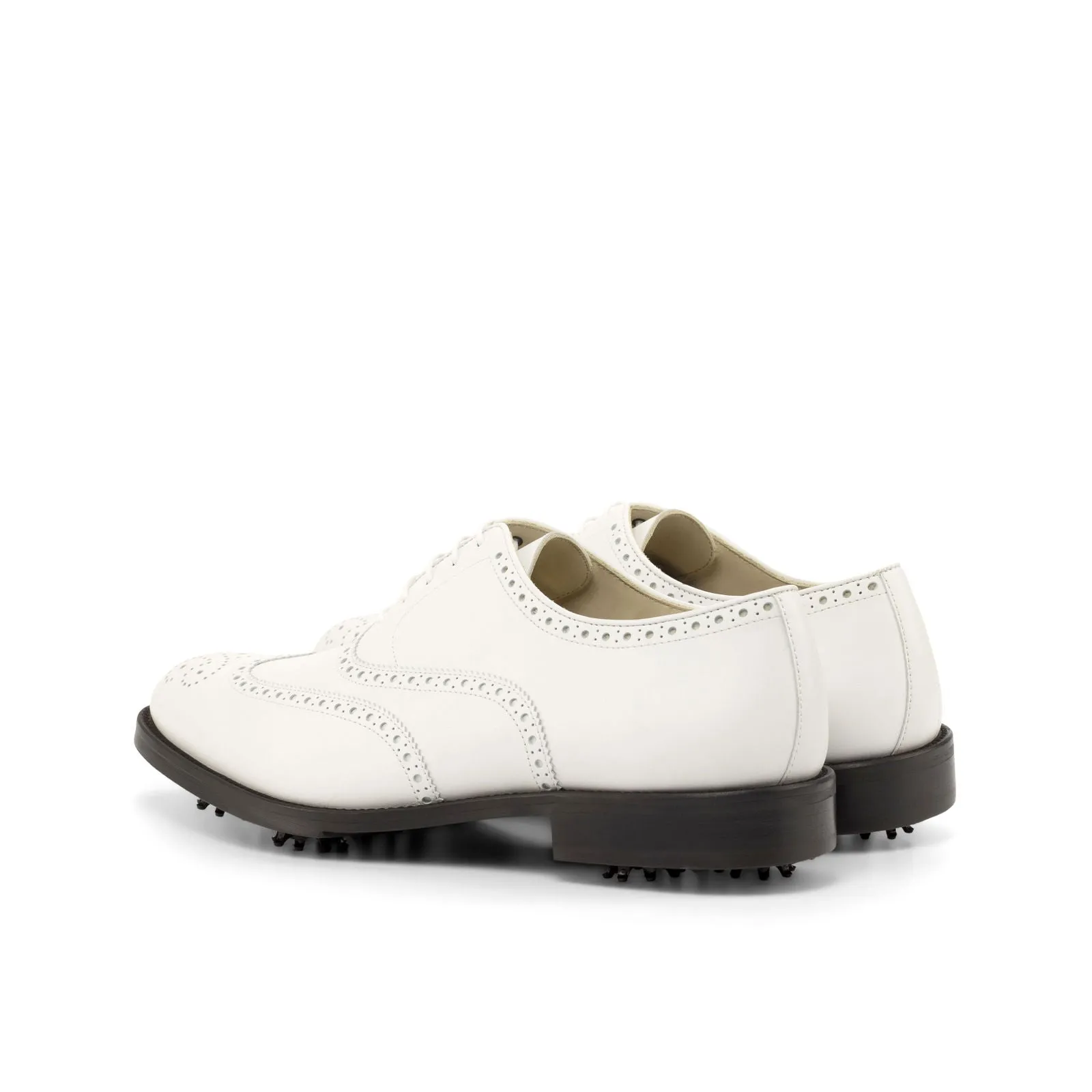 Men's Full Brogue Golf Leather Shoes Wide Plus Size White 4728
