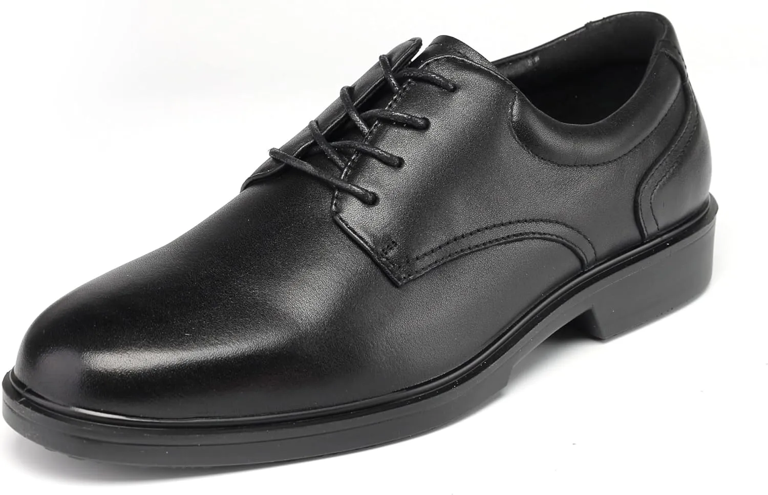 Men's Full Grain Leather Oxford Work Dress Shoes - Classic Black Soft Toe Business Shoes with Kevlar Puncture Resistance