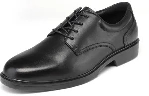 Men's Full Grain Leather Oxford Work Dress Shoes - Classic Black Soft Toe Business Shoes with Kevlar Puncture Resistance