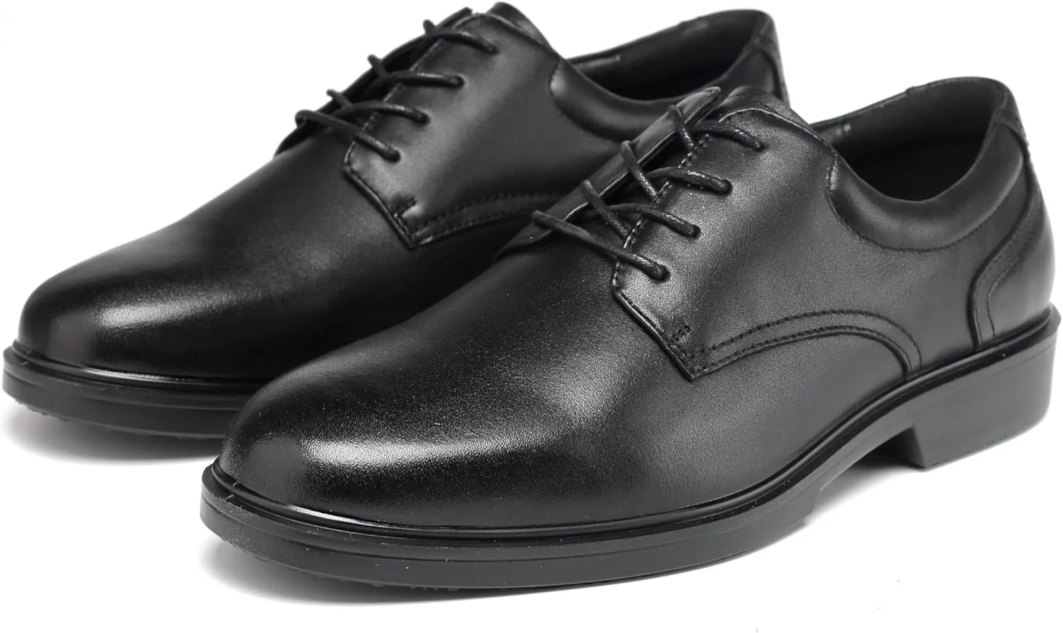 Men's Full Grain Leather Oxford Work Dress Shoes - Classic Black Soft Toe Business Shoes with Kevlar Puncture Resistance