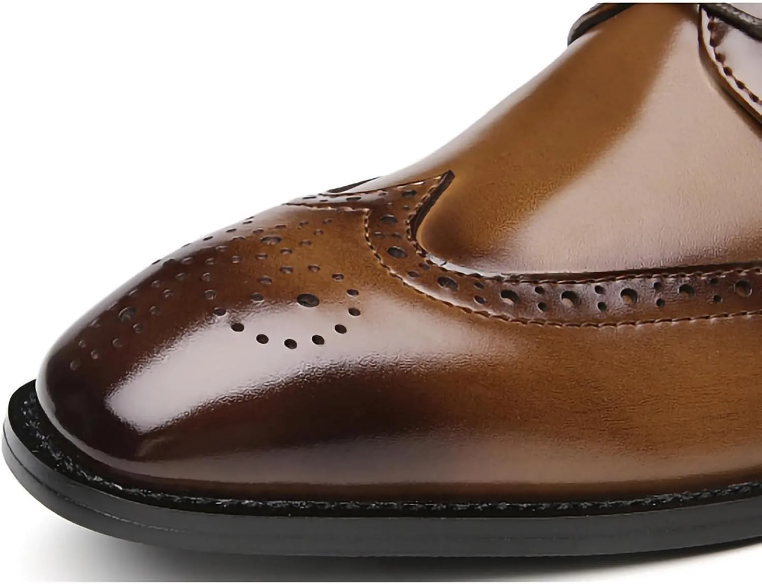 Men's Genuine Leather Brogue Dress Shoes, British Style Lace-Up Derby Shoes