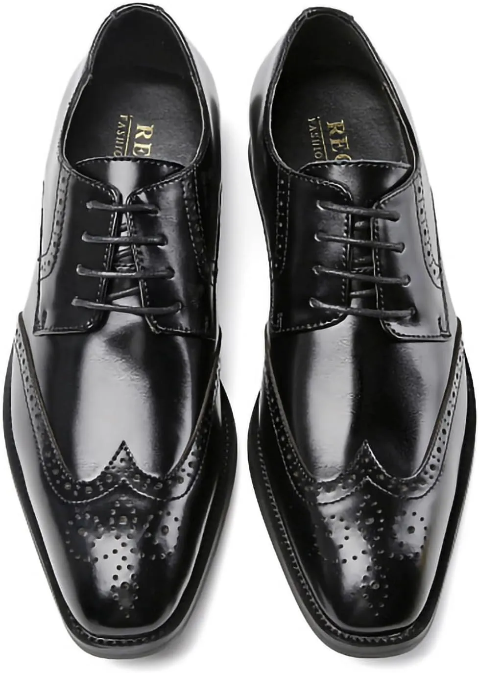 Men's Genuine Leather Brogue Dress Shoes, British Style Lace-Up Derby Shoes