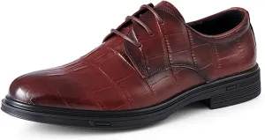 Men's Genuine Leather Lace Up Platform Oxfords Fashion Classic Cap Toe Lace Up Low Top Oxfords Shoes Formal Business Wingtip Office Leather Shoe