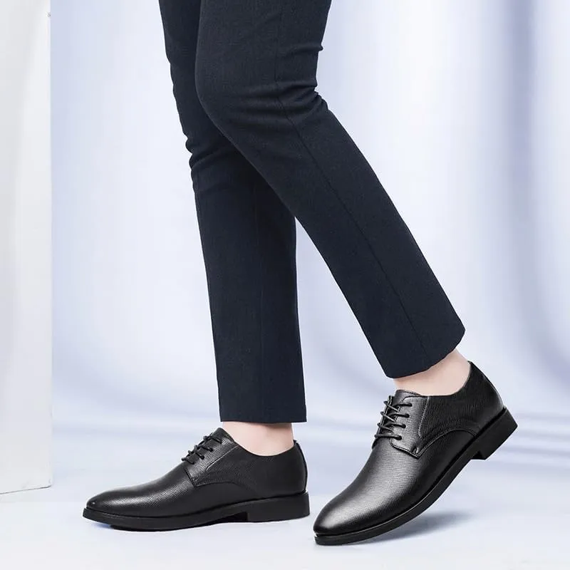 Men's Genuine Leather Oxford Shoes Mens Comfortable Soft Oxford Business Formal Derby Lightweight Sneakers Shoes(Black,7.5)