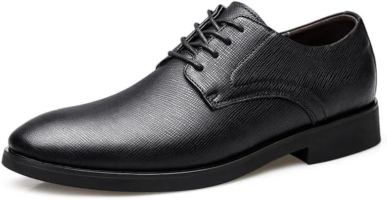 Men's Genuine Leather Oxford Shoes Mens Comfortable Soft Oxford Business Formal Derby Lightweight Sneakers Shoes(Black,7.5)