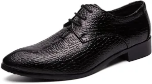 Men's Genuine Leather Oxford Shoes Modern Low Top Pointed Toe Tuxedo Derby Shoes Vintage Leather Lace Up Platform Derby Shoes(Black,8)