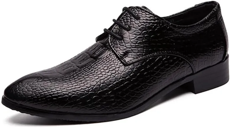 Men's Genuine Leather Oxford Shoes Modern Low Top Pointed Toe Tuxedo Derby Shoes Vintage Leather Lace Up Platform Derby Shoes(Black,8)