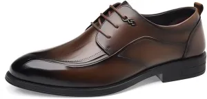 Men's Genuine Leather Platform Oxfords Dress Shoes Fashion Classic Lace Up Leather Low Heels Tuxedo Shoes
