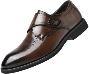 Men's Genuine Leather Platform Slip-On Oxfords Mens Fashion Casual Classic Pointed-Toe Formal Dress Shoes