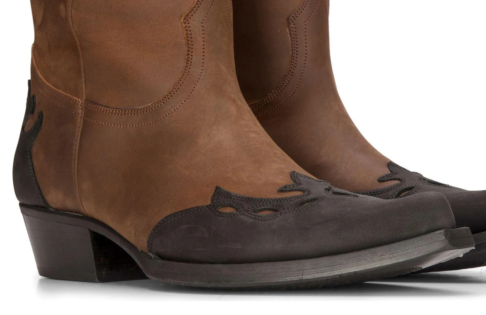 Mens High Western Boots Real Leather Riding Dancing Hunting Cowboy Vintage Pointed Toe