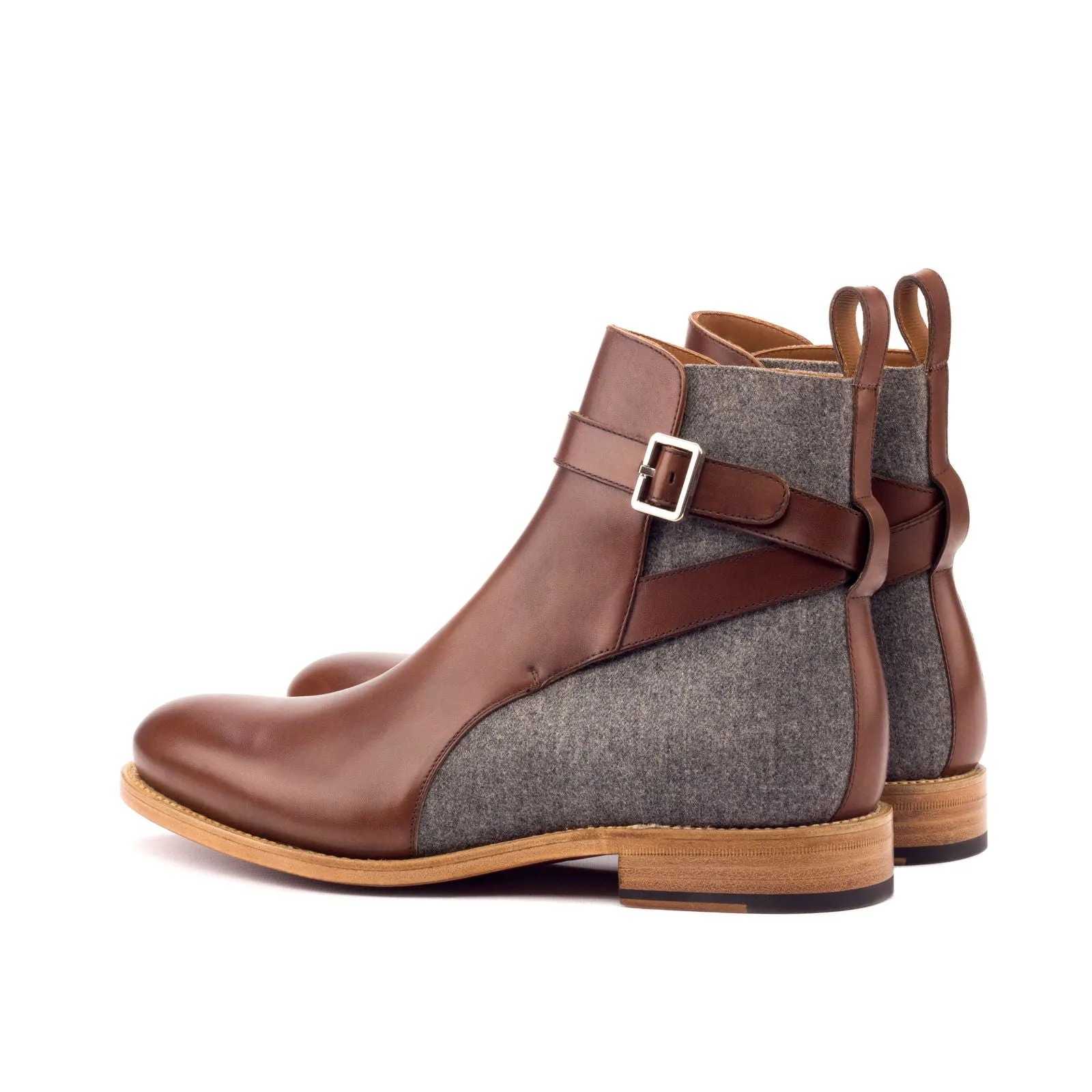 Men's Jodhpur Leather Boots Goodyear Welt Wide Plus Size Grey Brown 3292