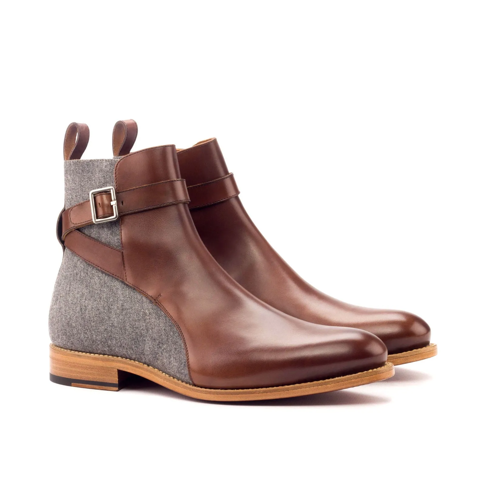 Men's Jodhpur Leather Boots Goodyear Welt Wide Plus Size Grey Brown 3292