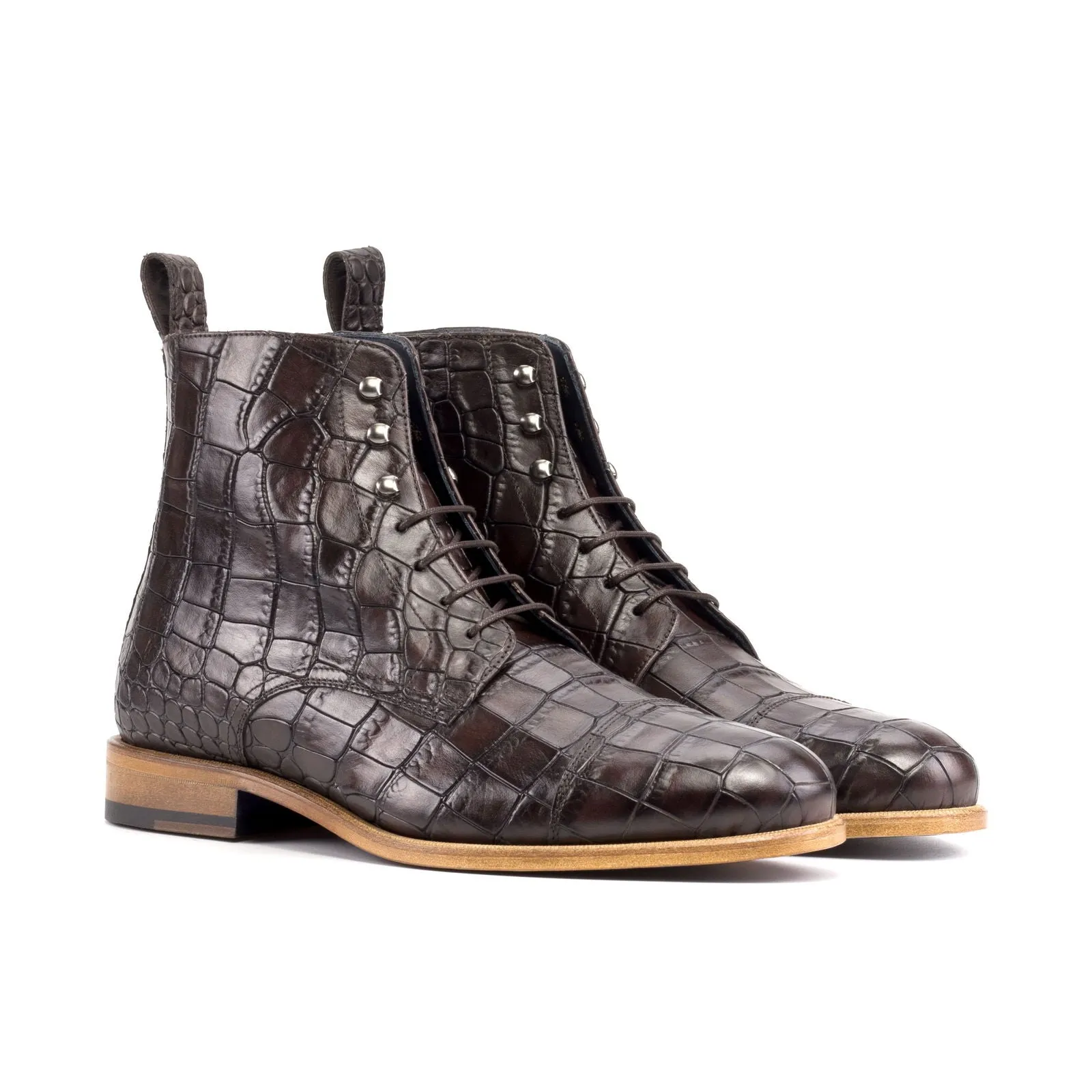 Men's Jumper Leather Boots Wide Plus Size Brown 5857