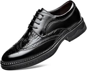 Men's Lace-up Dress Shoes Men Casual Wedding Faux Patent Leather Derby Shoes Comfortable Oxfords Shoes for Men(6.5)